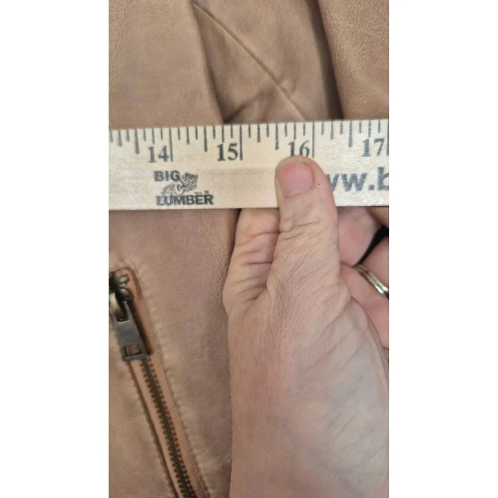 Bagatelle Tan Faux Leather Moto Jacket Western Biker XS‎